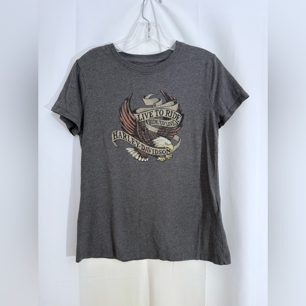 Harley-Davidson “Live To Ride Ride To Live” Grey Short Sleeve T-Shirt Size Small - Picture 2 of 10
